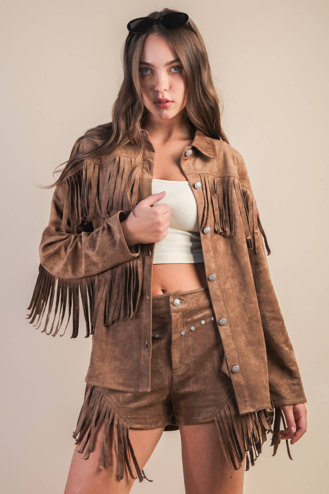 Suede Fringe Shacket