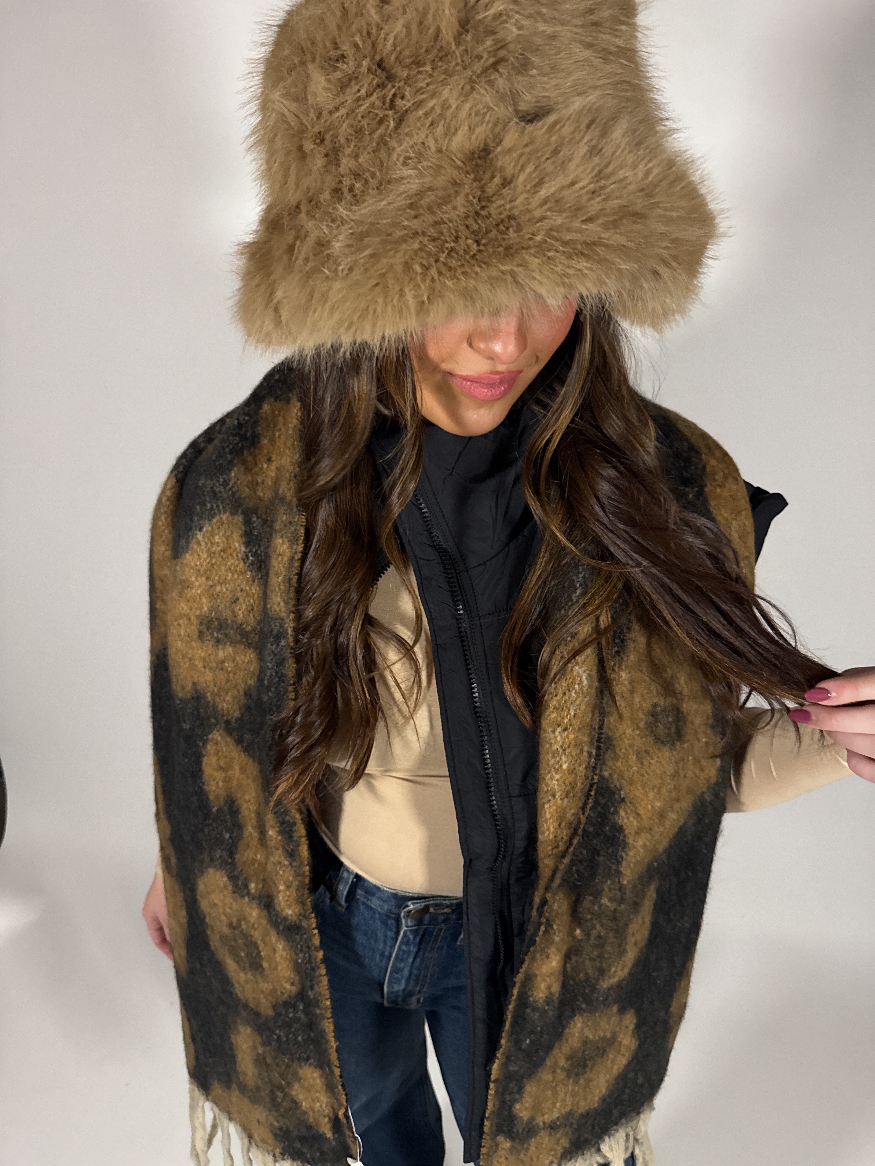 Soft Chunky Leopard Print Fleece Scarf