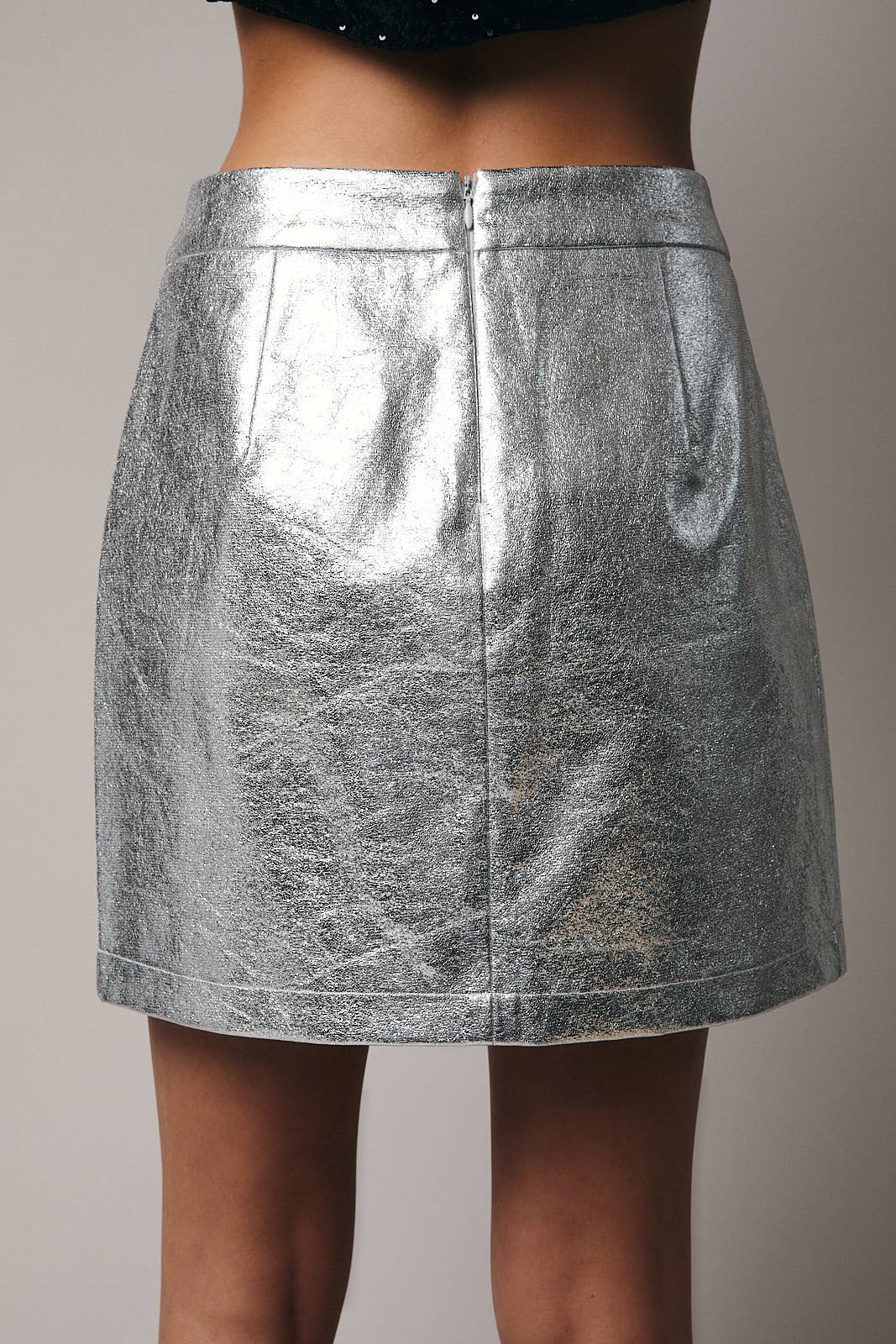 Foil Faux Leather Mini Skirt