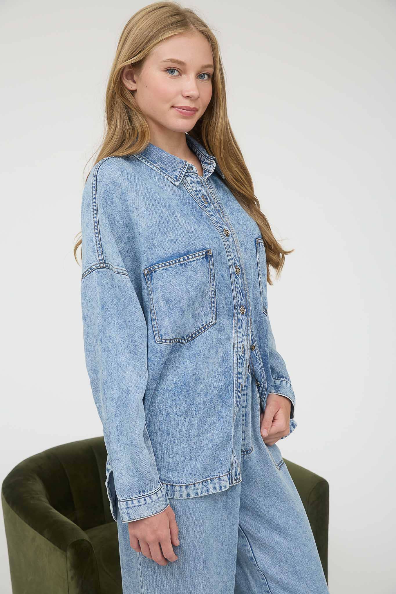 CHAMBRAY BUTTON DOWN LONG SLEEVE SHIRT