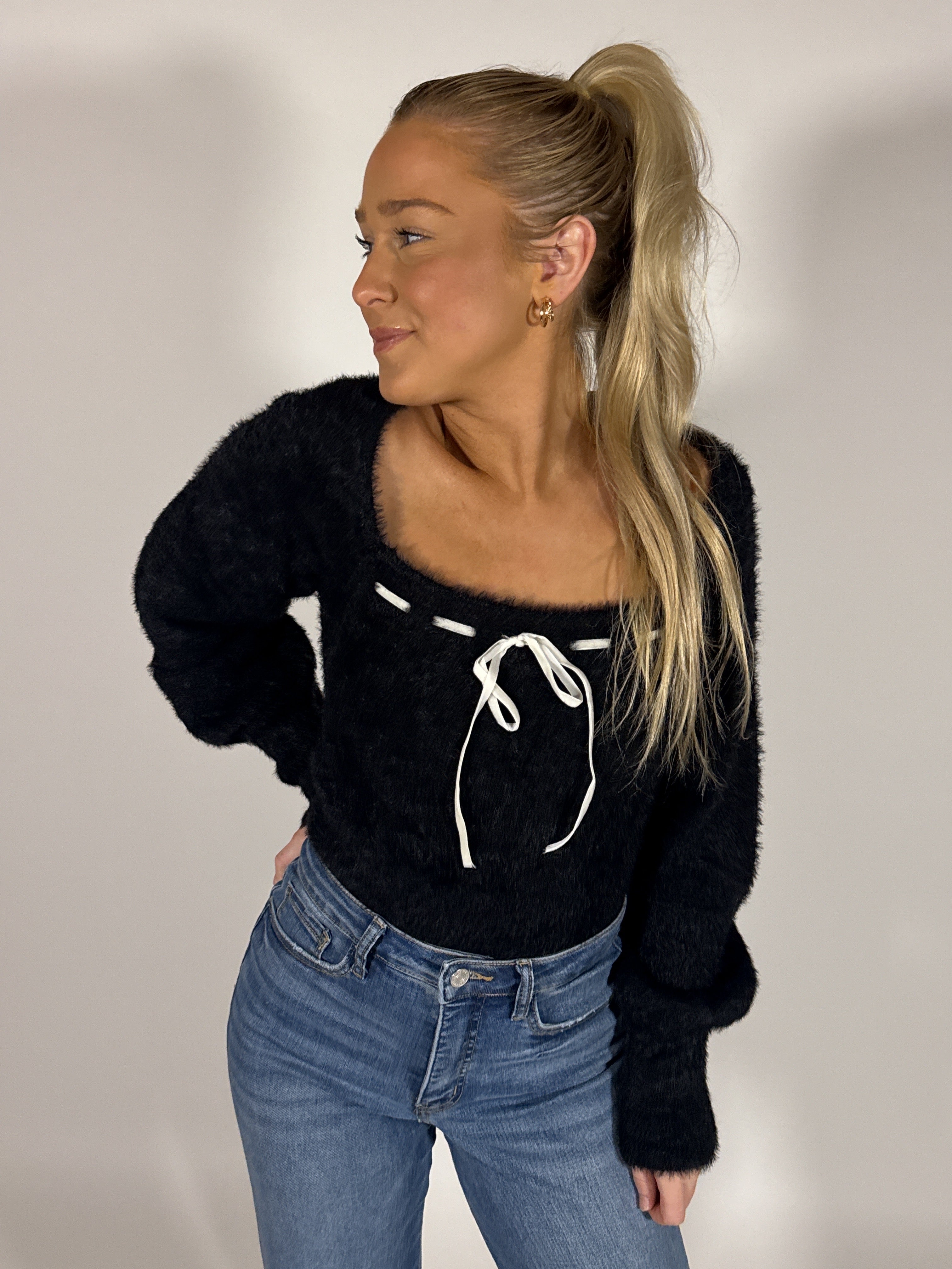 Tiny Black Bow Sweater