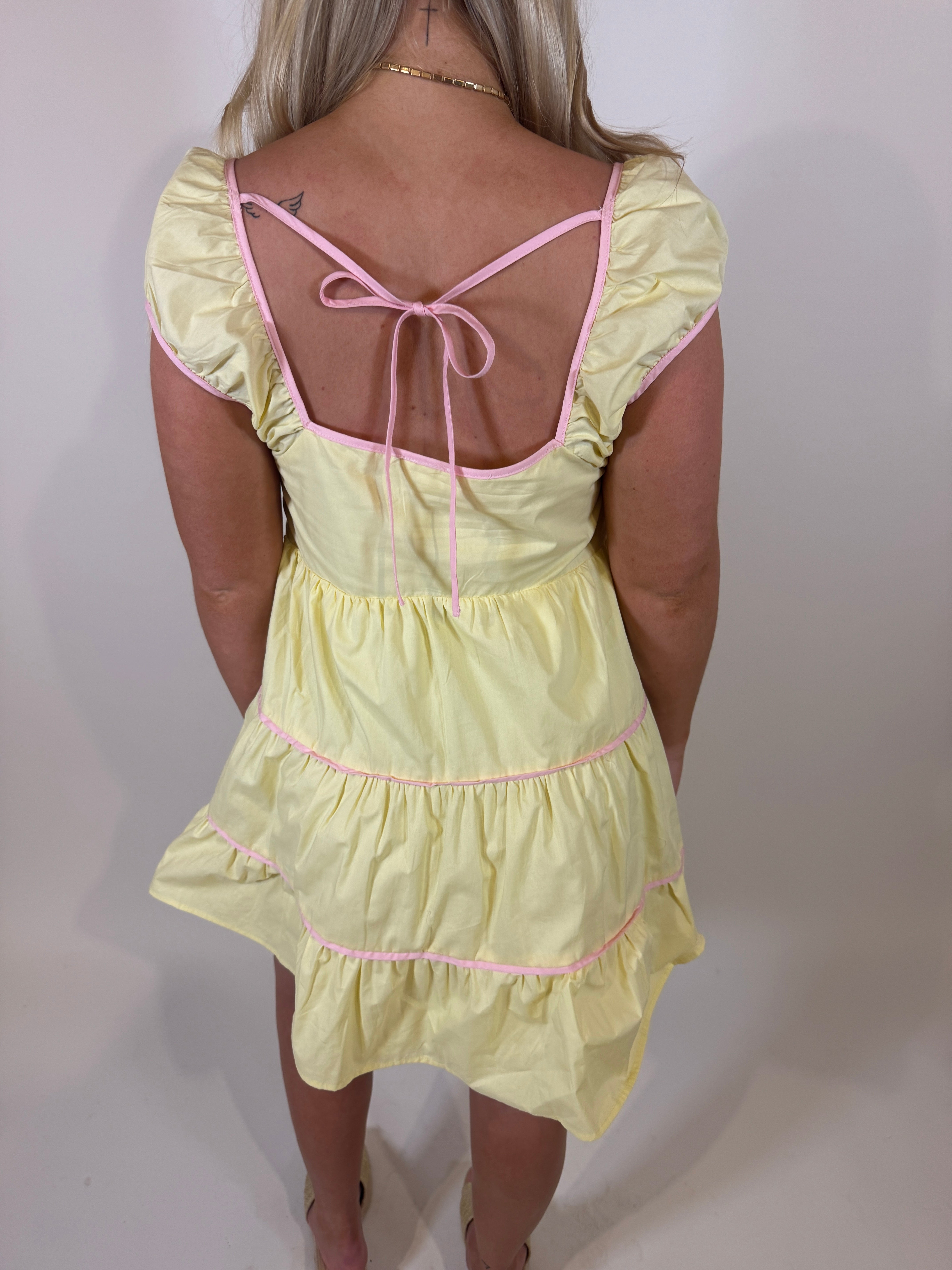 SWEETHEART NECKLINE TRIM DETAIL BABY DOLL MINI DRESS