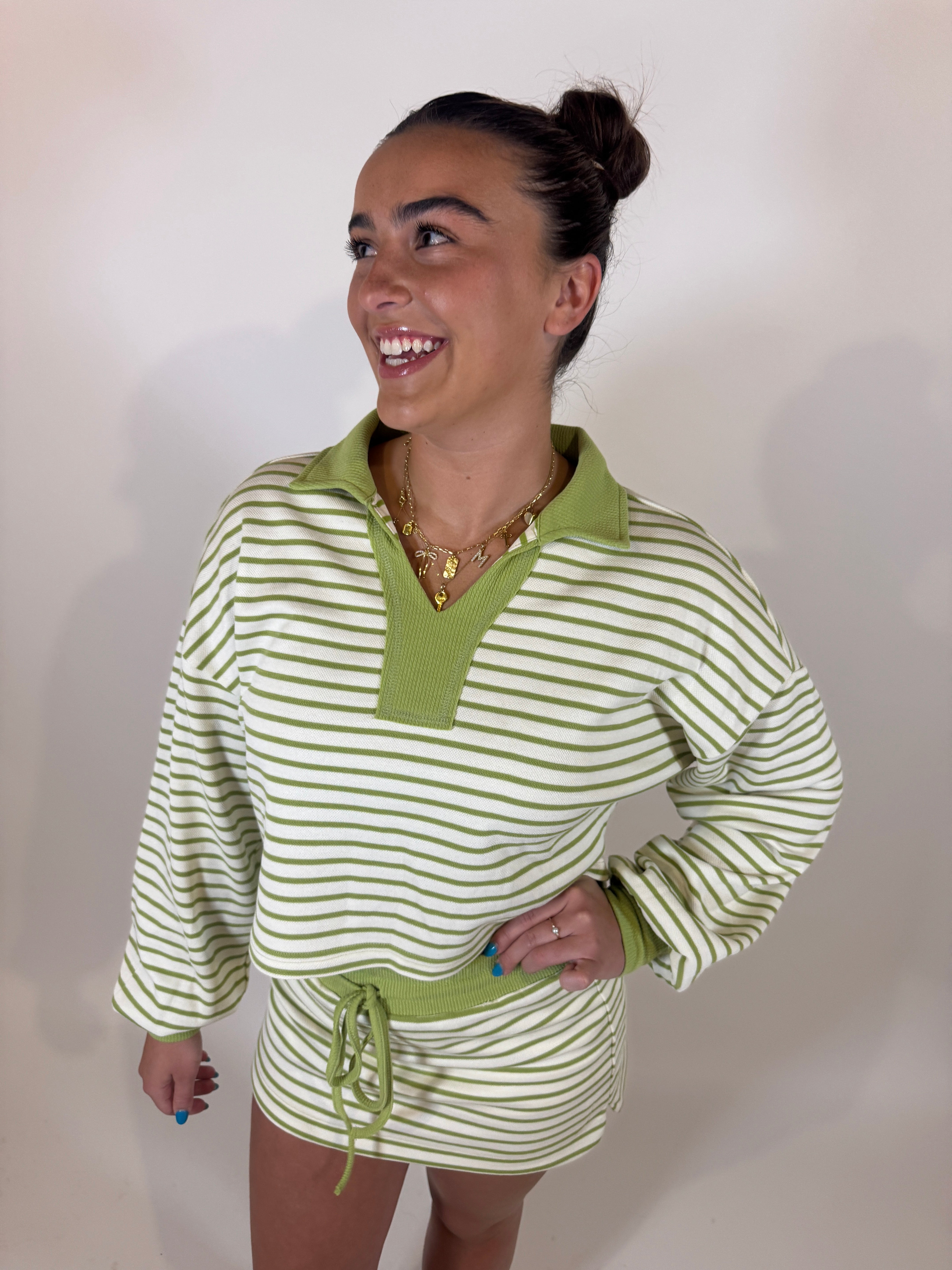 Avocado Striped Skort Set
