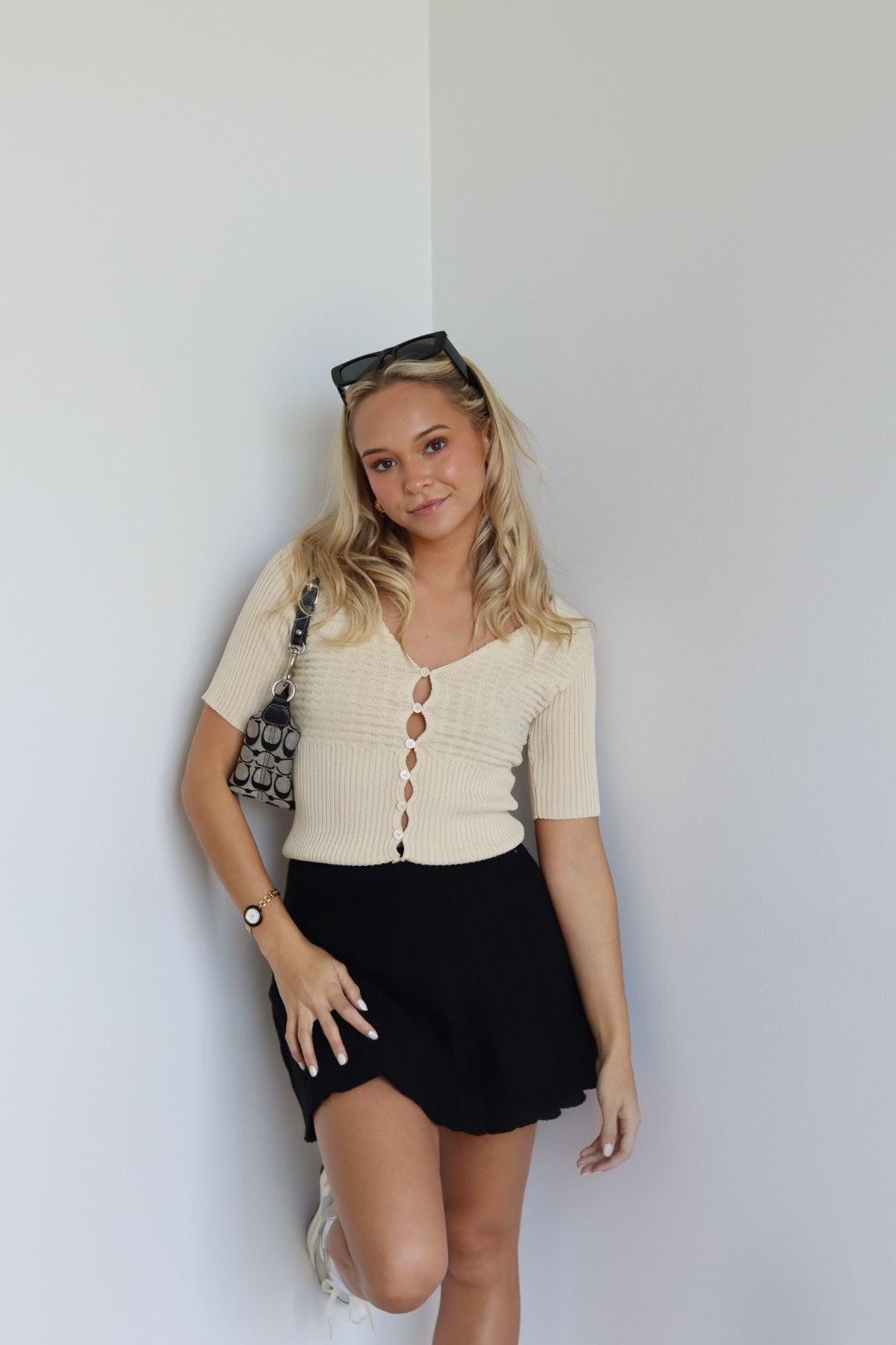 Knit Pleated Mini Skirt