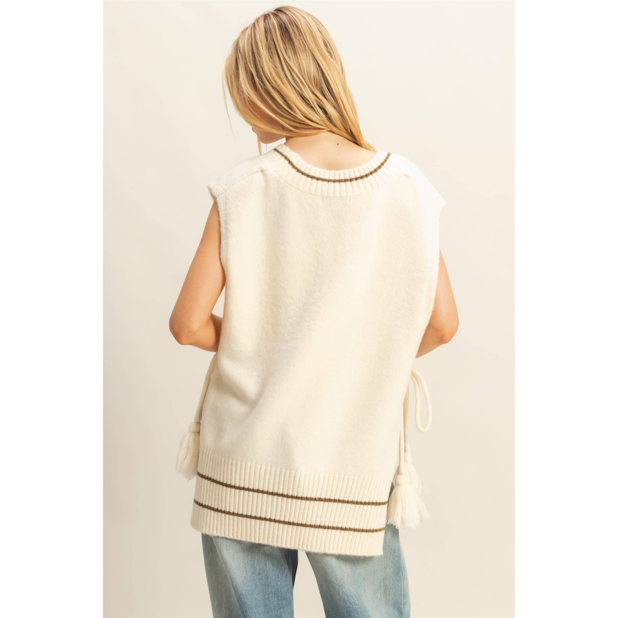 Tassel Detailed Oversized Sweater Vest