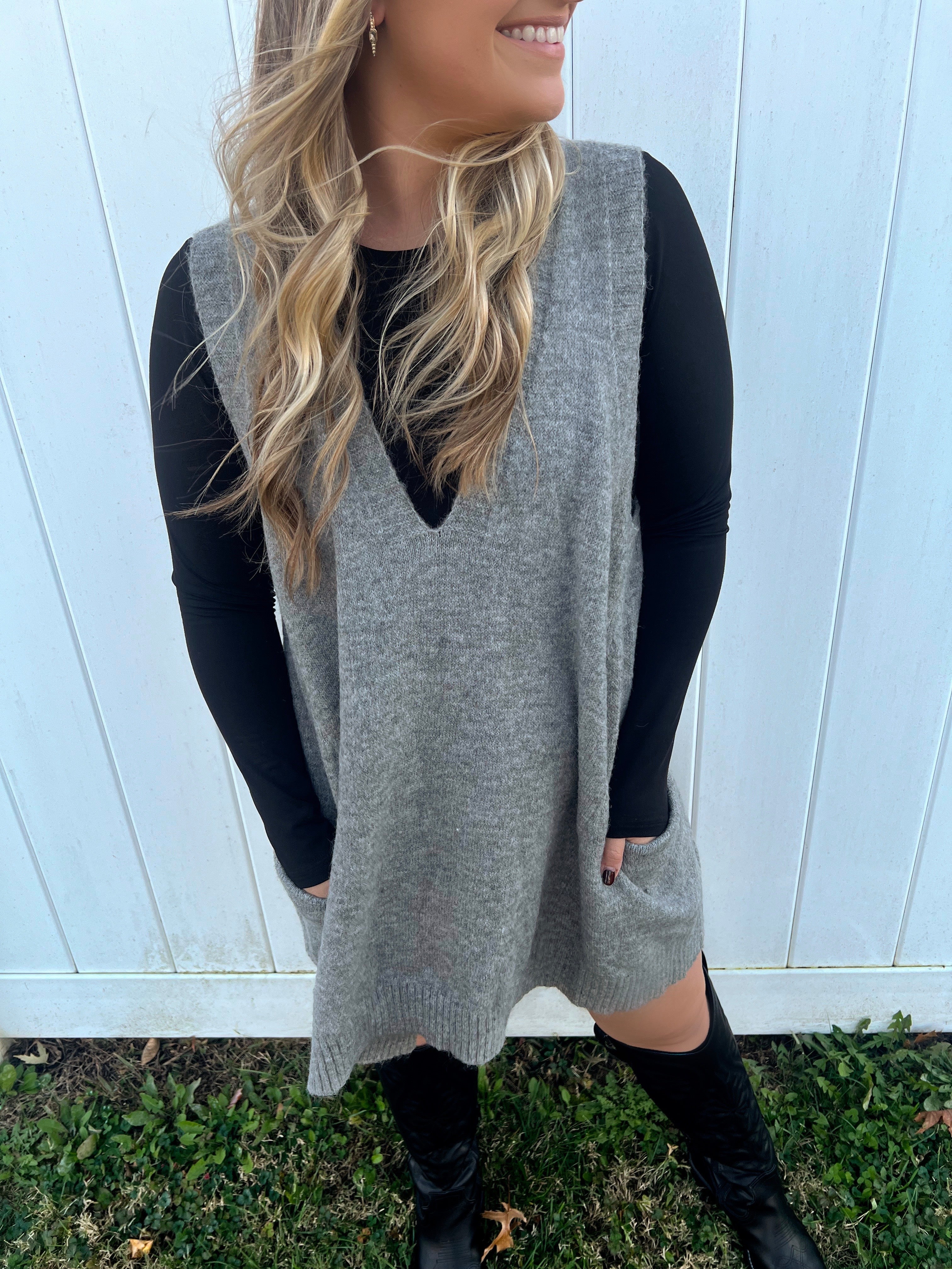 V-Neck Fuzzy Sweater Vest