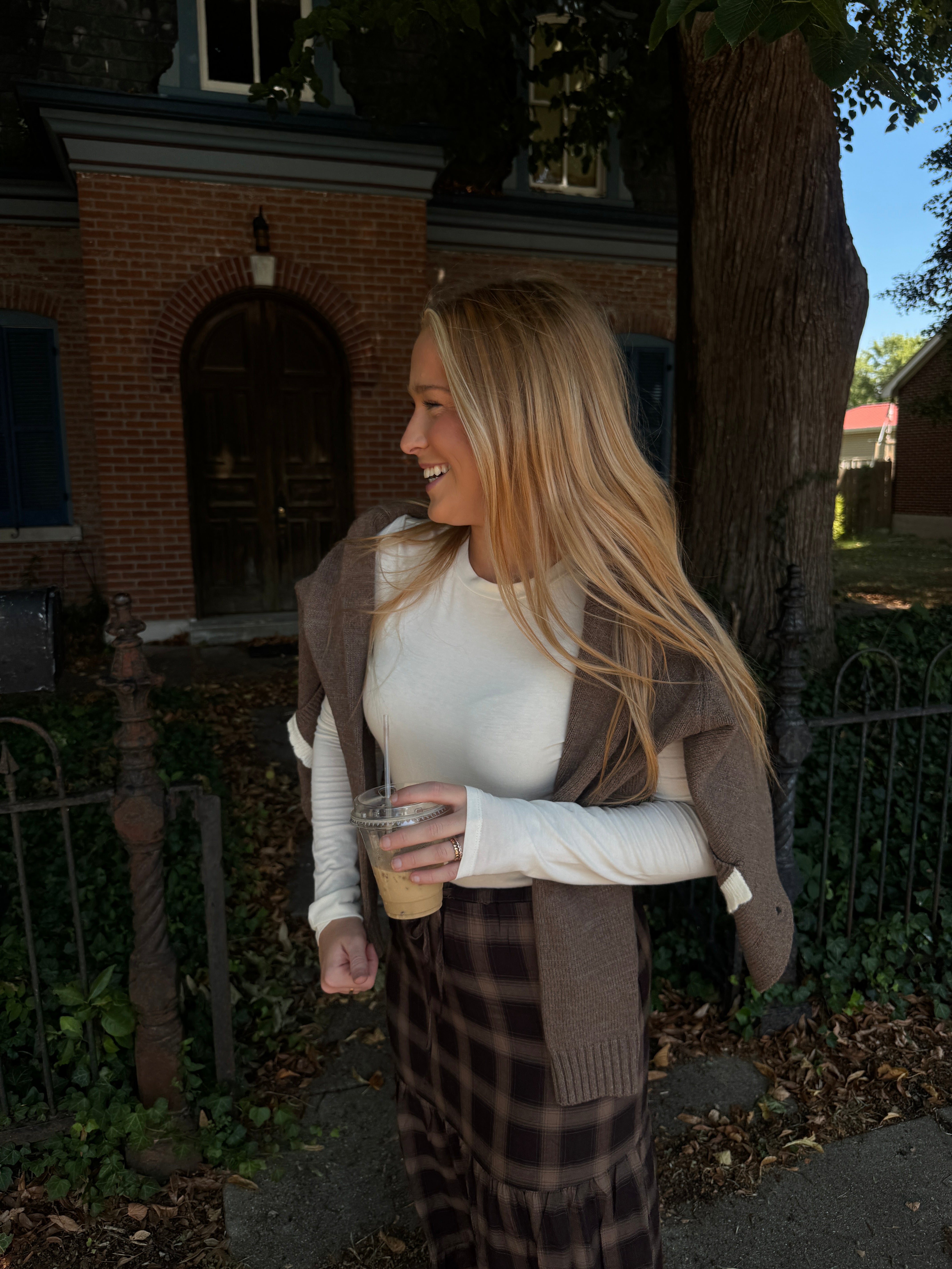 Checkered Tiered Maxi Skirt With Drawstring
