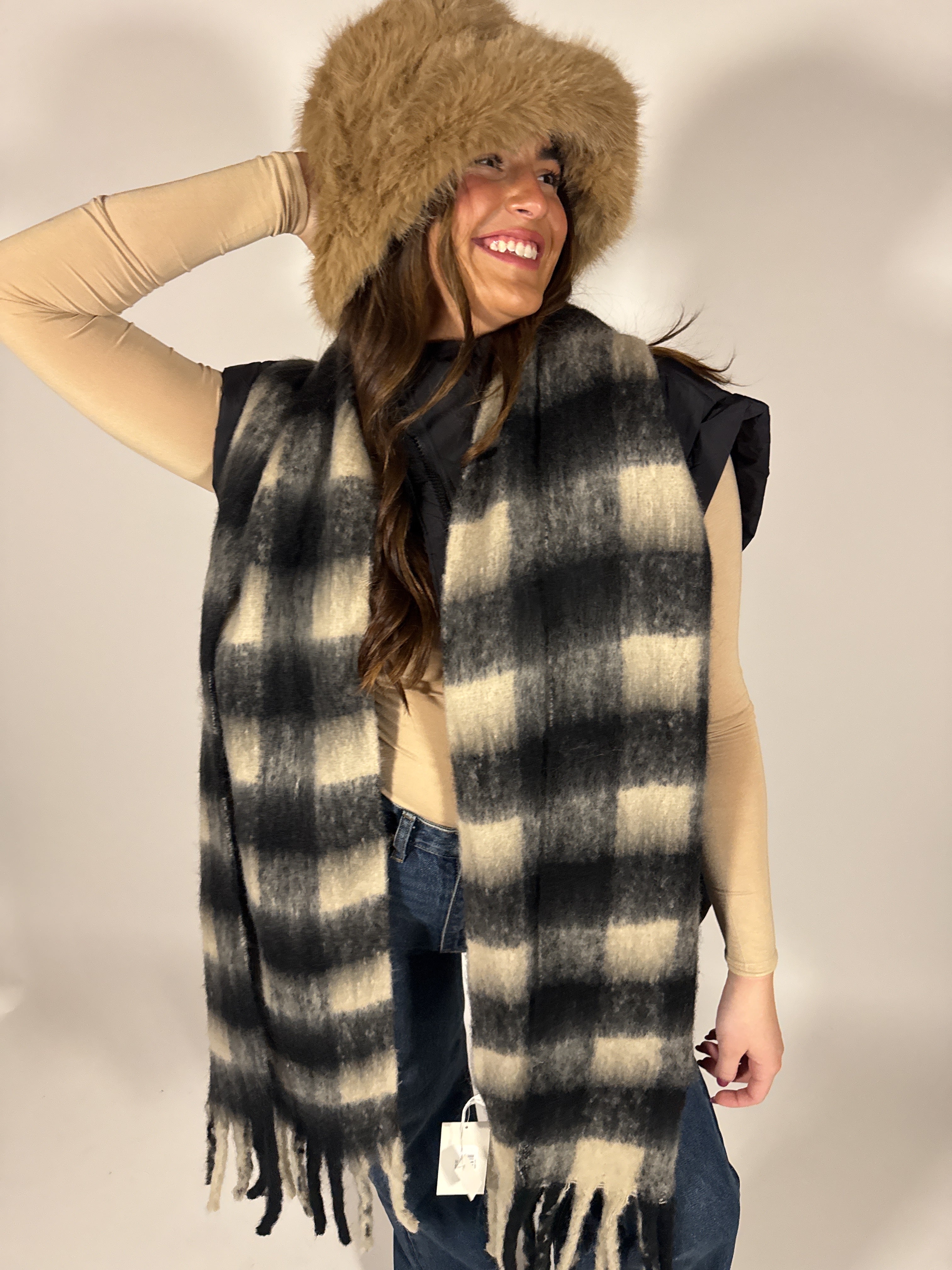 Gingham Fleece Scarf