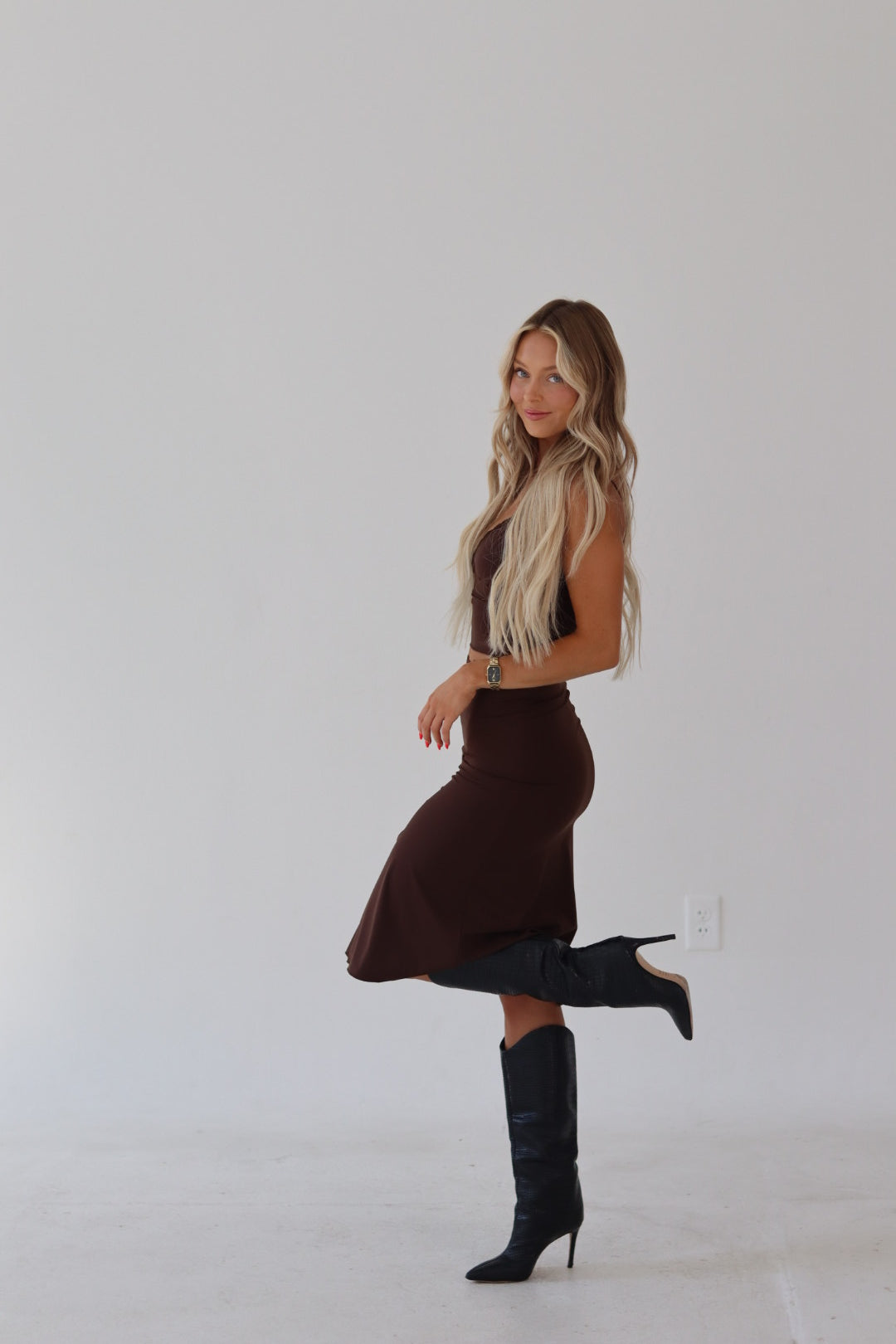 Lace Trim Midi Skirt Set