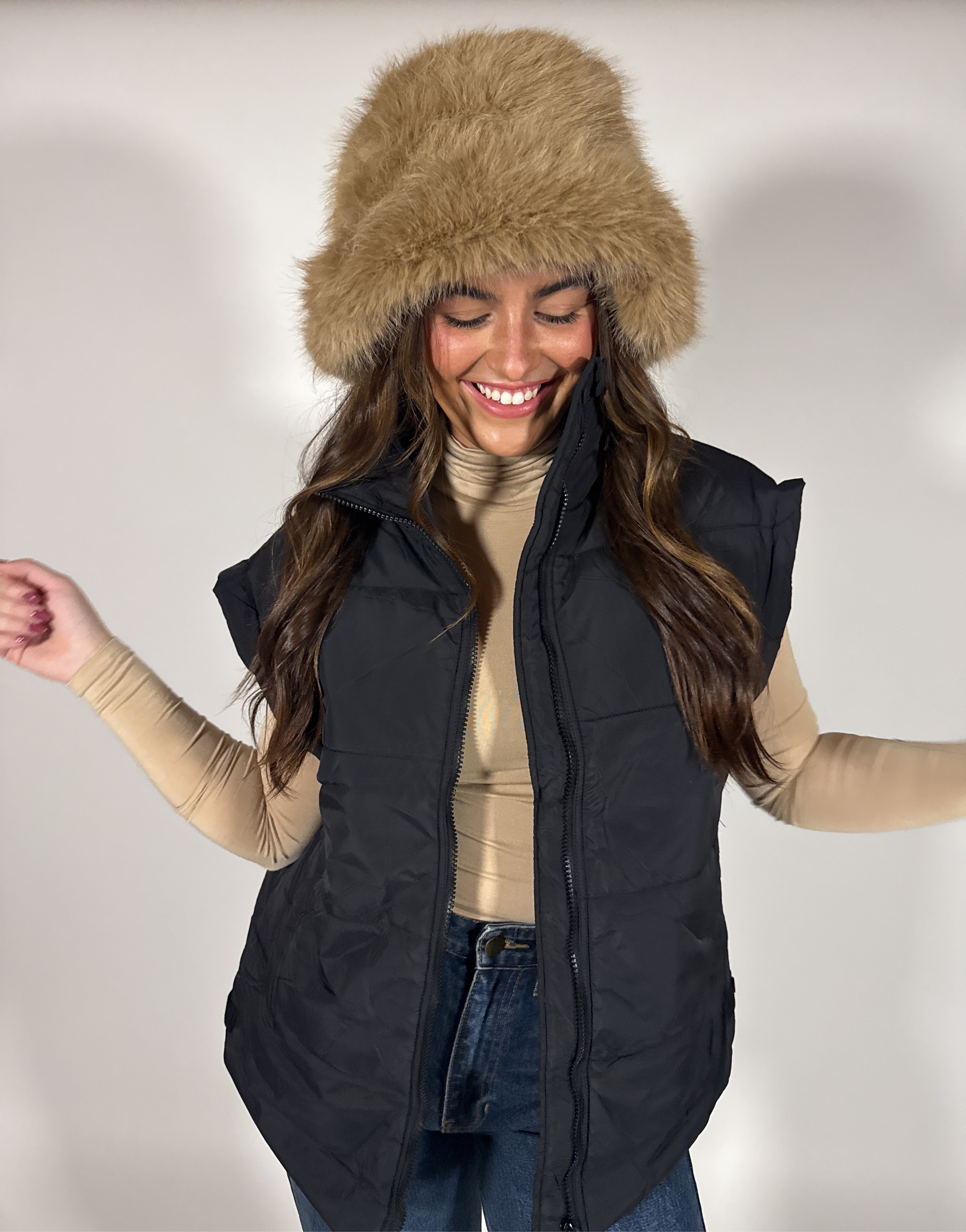 Fuzzy Faux Fur Bucket Hat