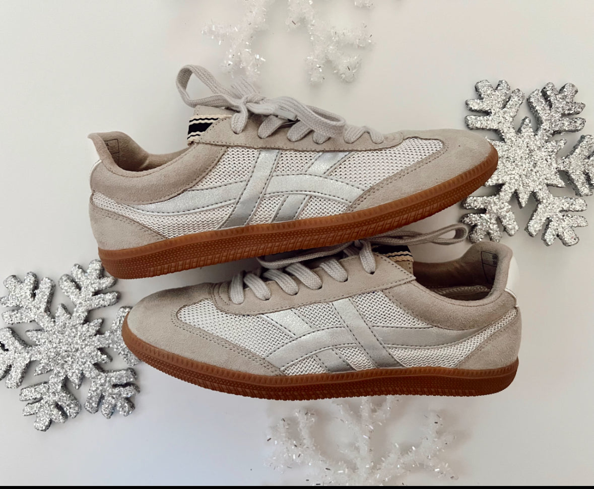 Silver tennis shoe