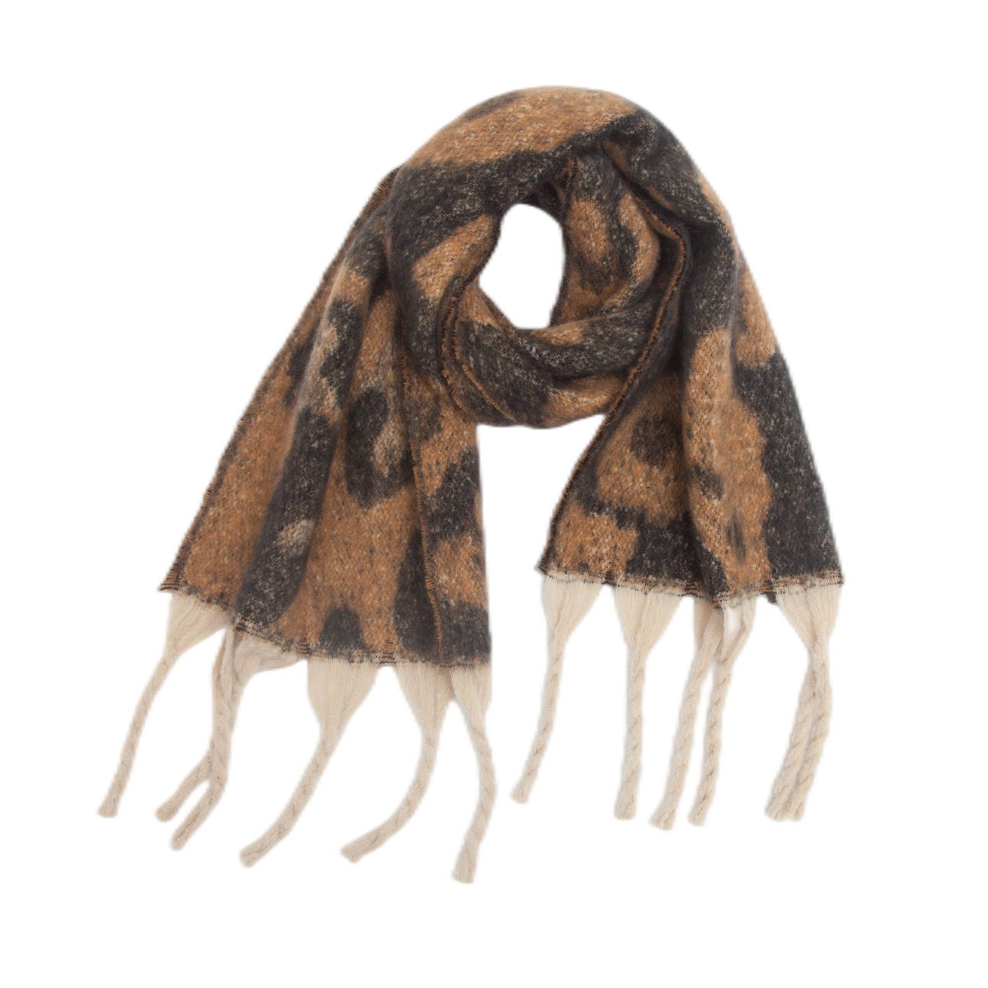 Soft Chunky Leopard Print Fleece Scarf