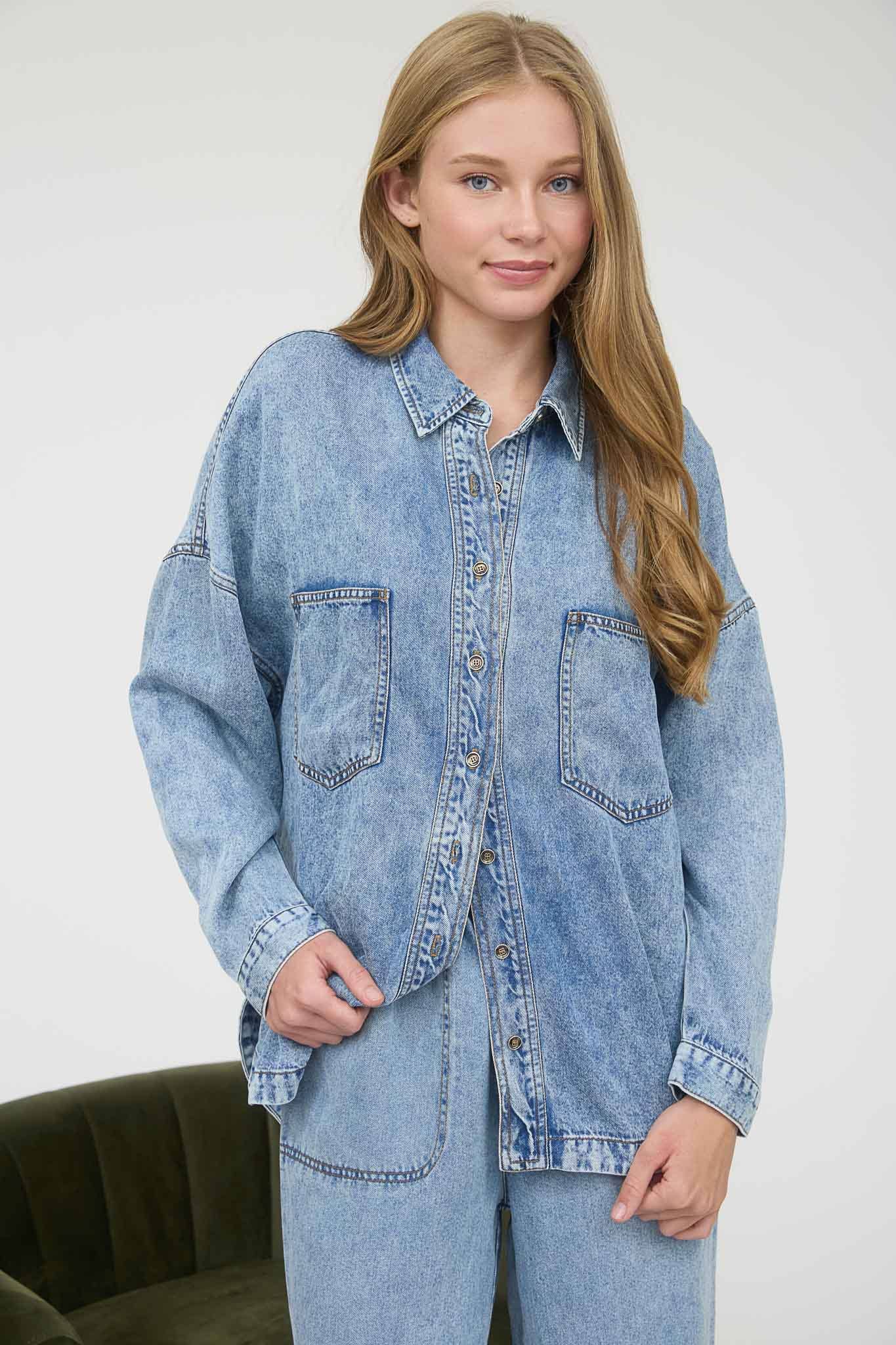 CHAMBRAY BUTTON DOWN LONG SLEEVE SHIRT