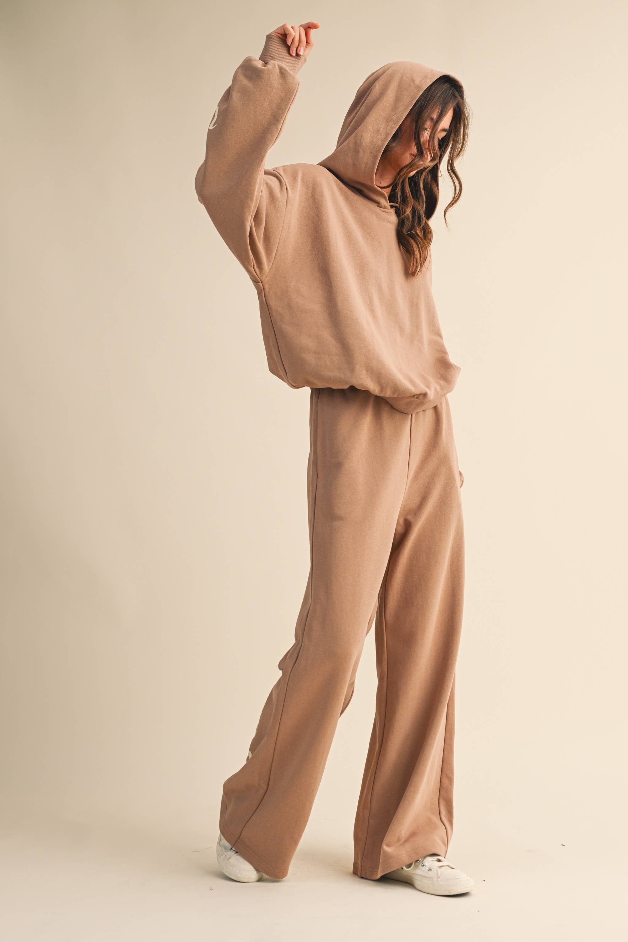 BOW PRINT HOODIE SWEATSHIRT AND WIDE PANTS SET