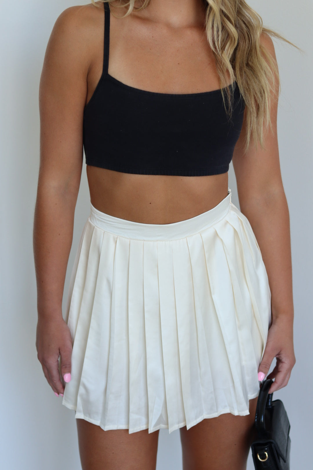 Satin Pleated Mini Skirt