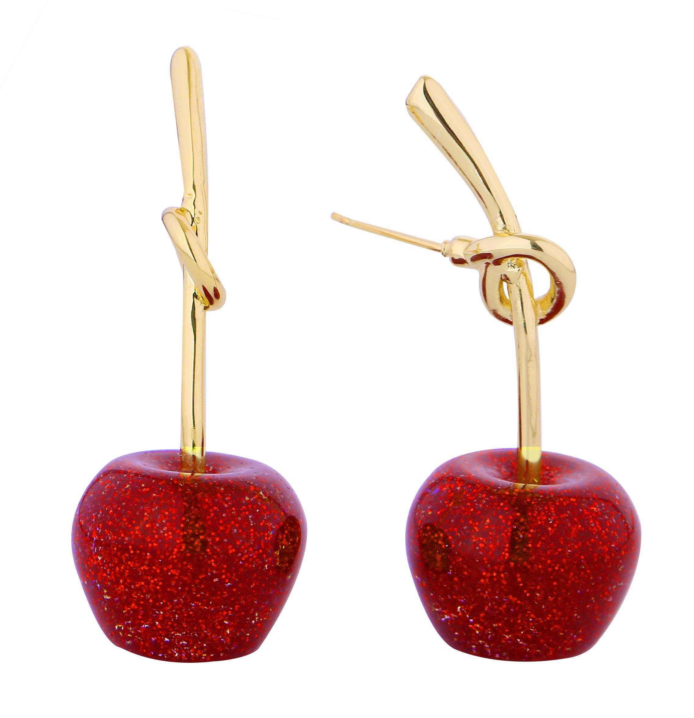 14K Dipped Sparkling Cherry Figure Post Earrings