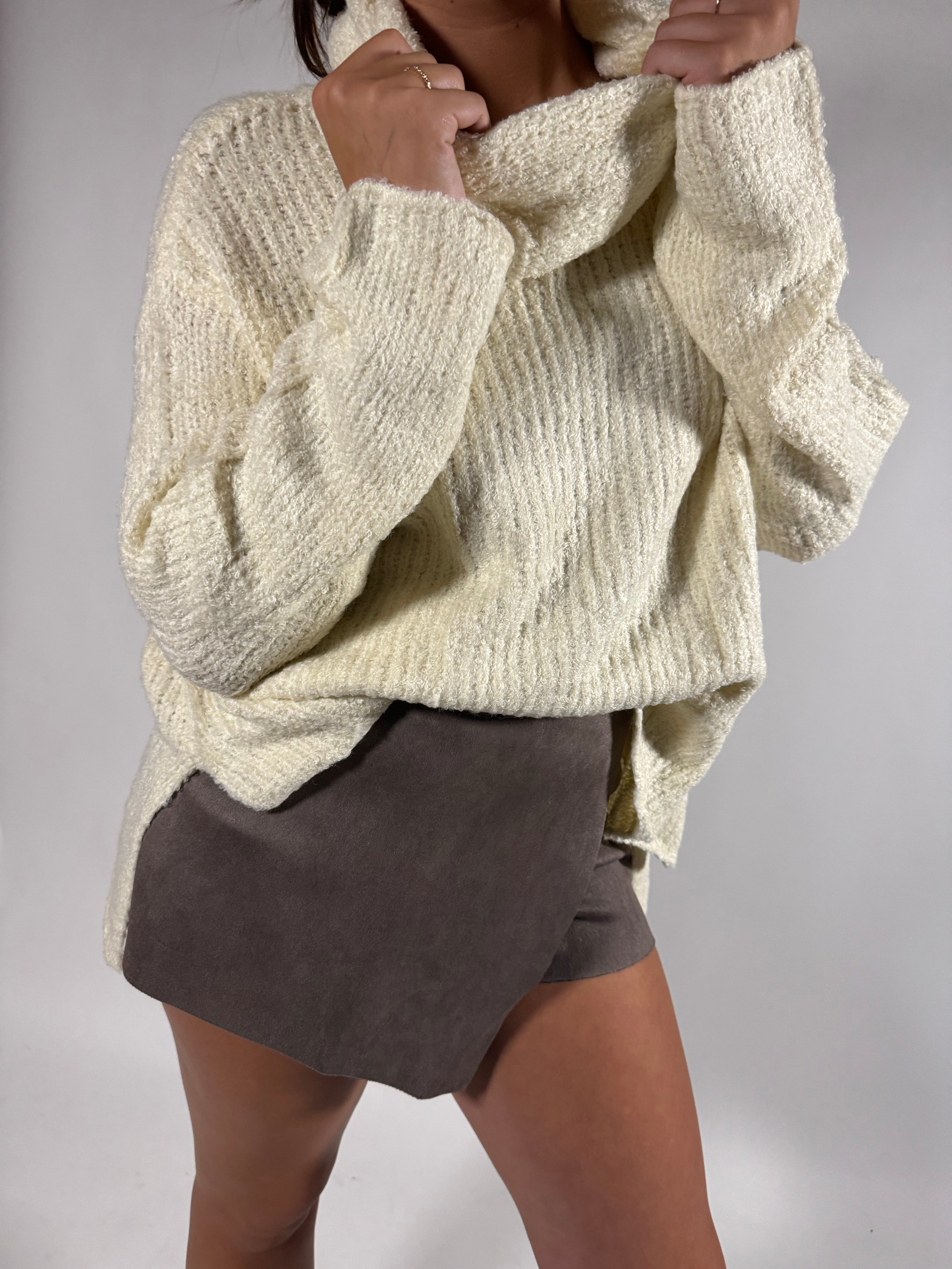 Fuzzy Cowl Neck Sweater