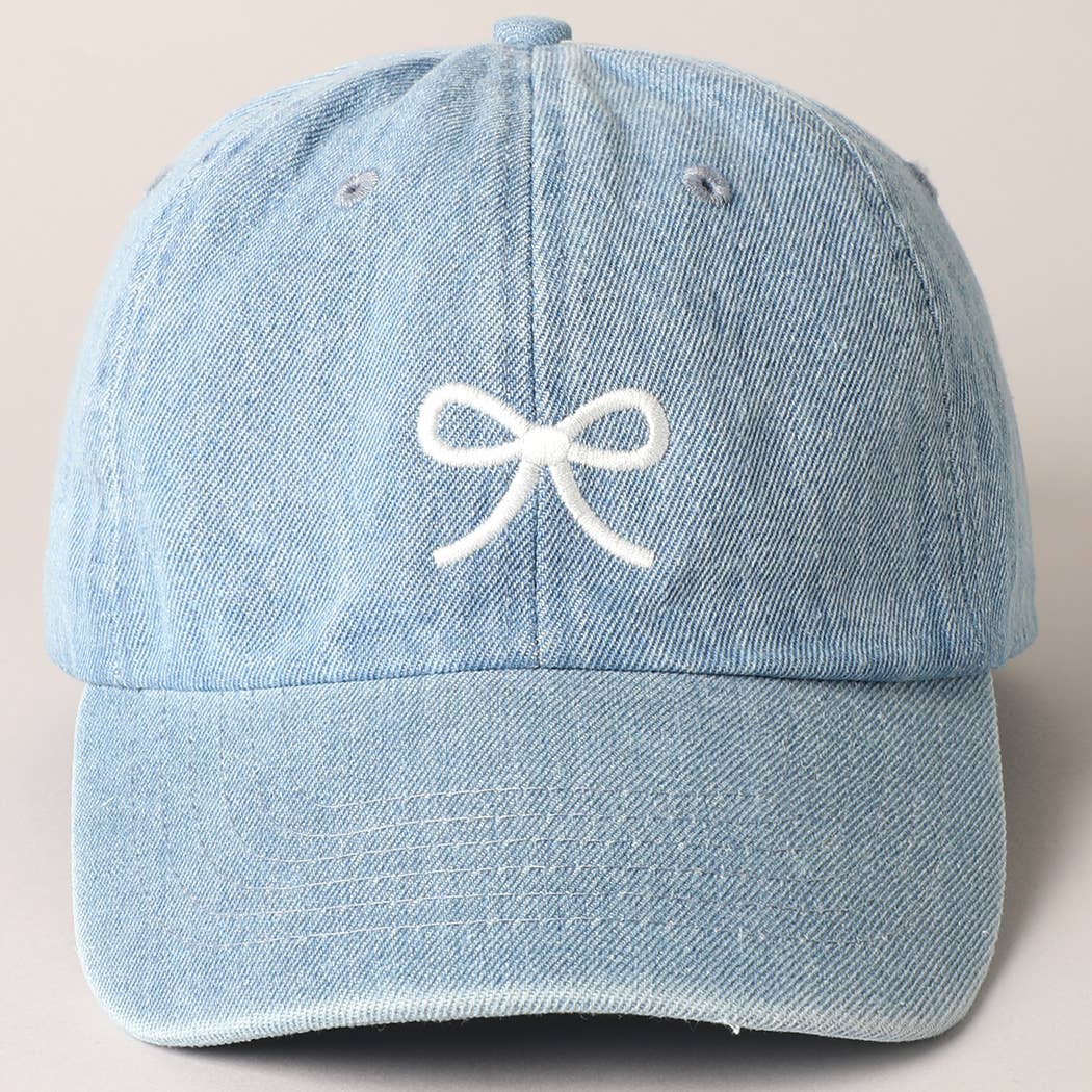 Trendy Bow Image Embroidered Denim Baseball Cap