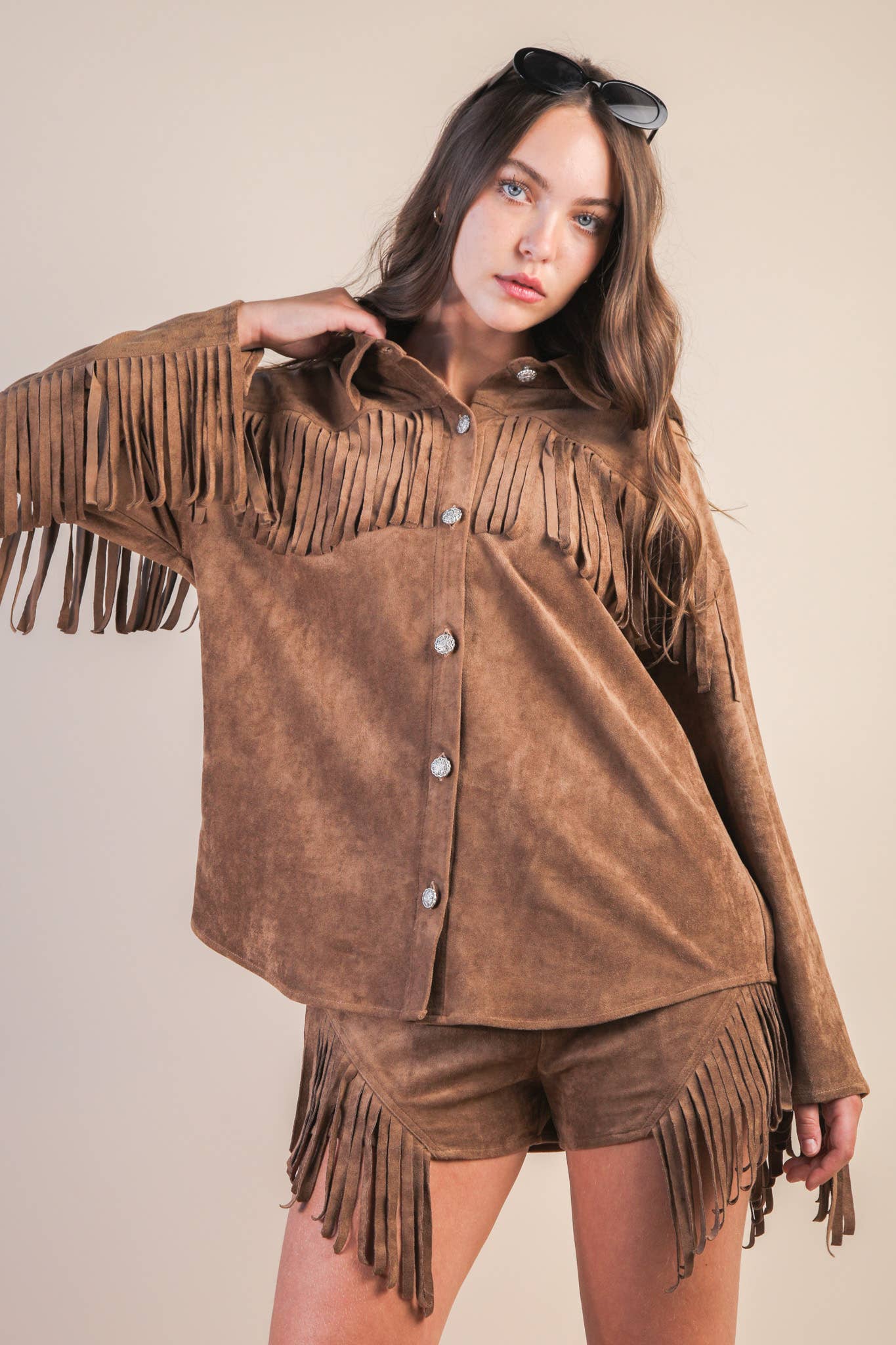 Suede Fringe Shacket