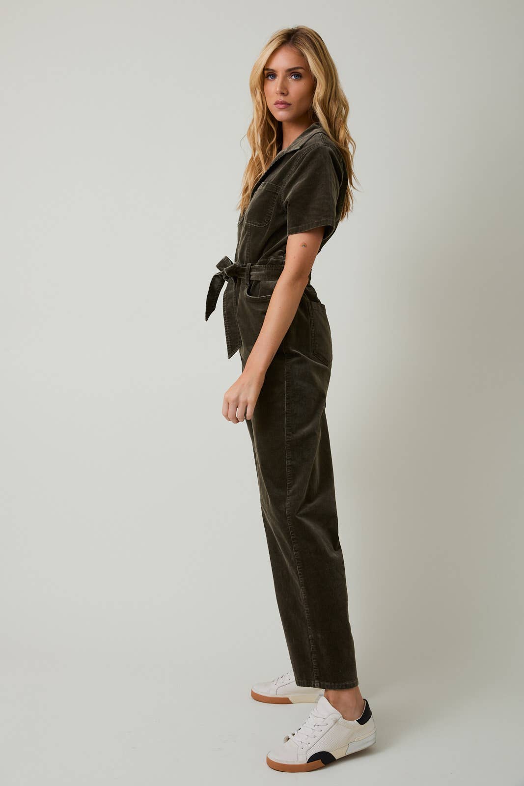 Velvet Olive Zip Up Utility Jumpsuit