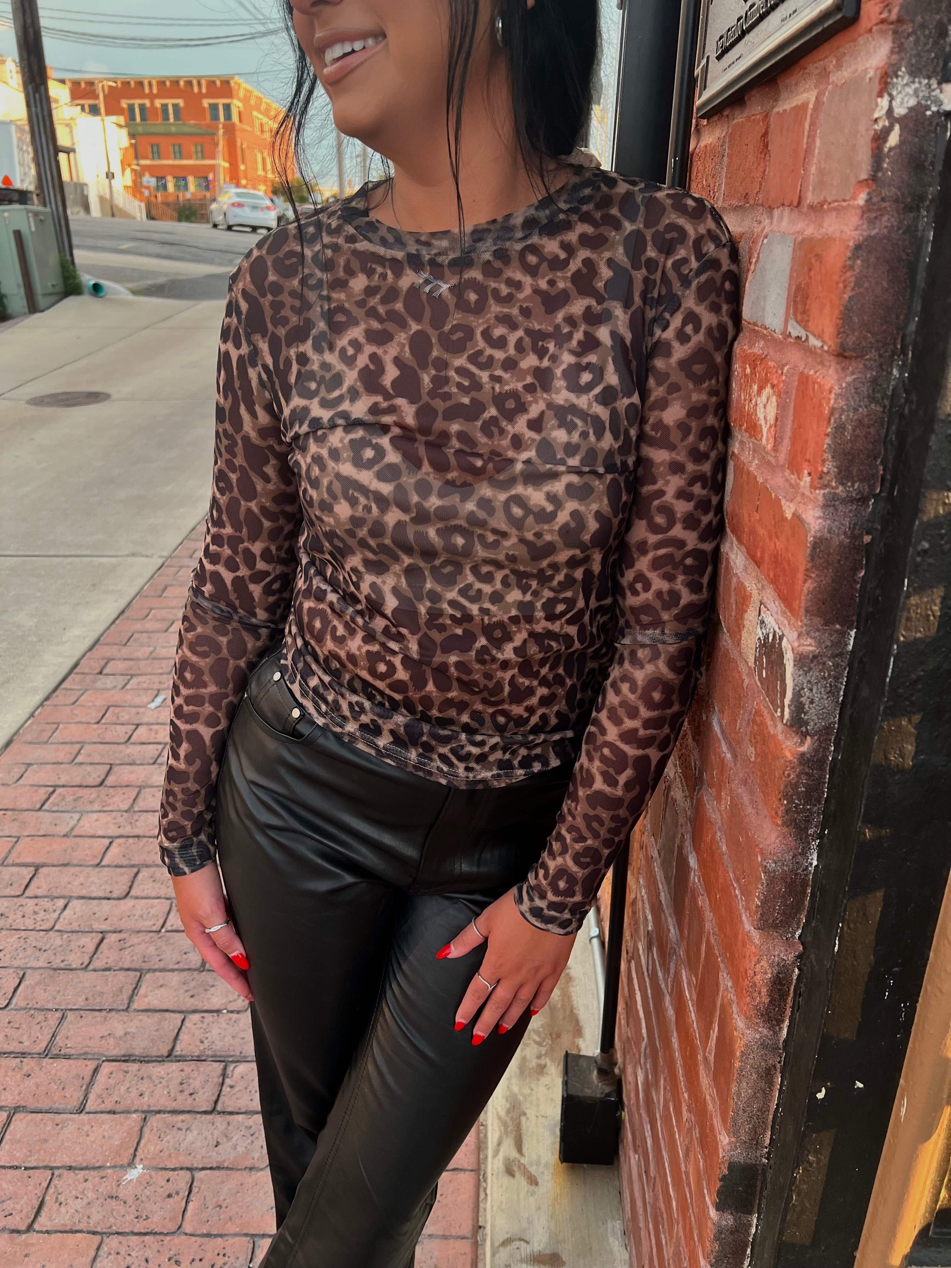 Mesh Animal Print Top