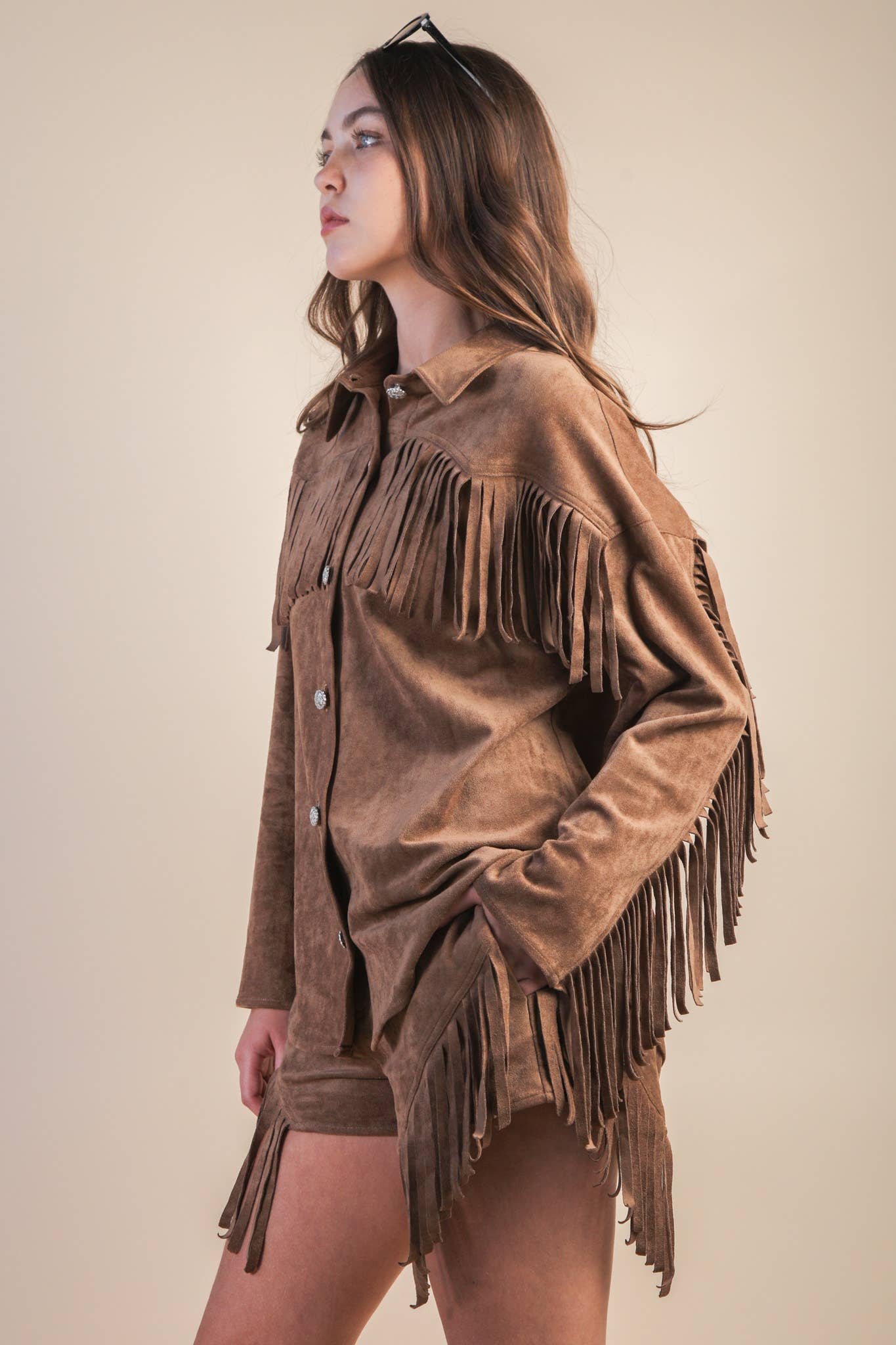 Suede Fringe Shacket