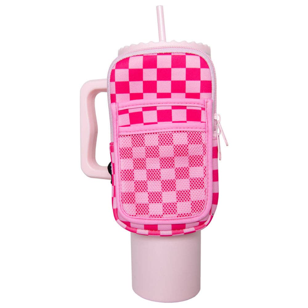 Pink Checker Tumbler Zipper Pouch