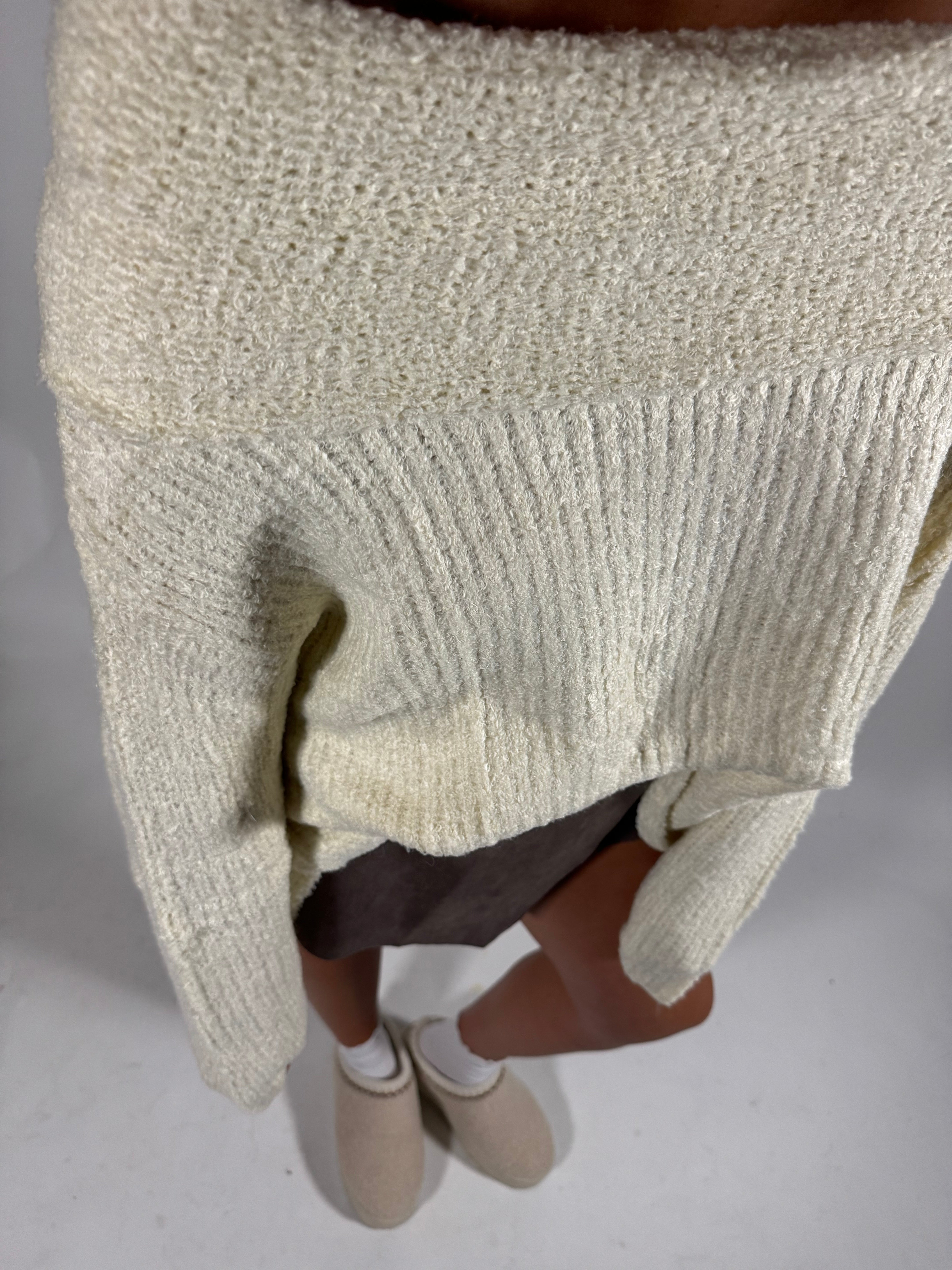 Fuzzy Cowl Neck Sweater