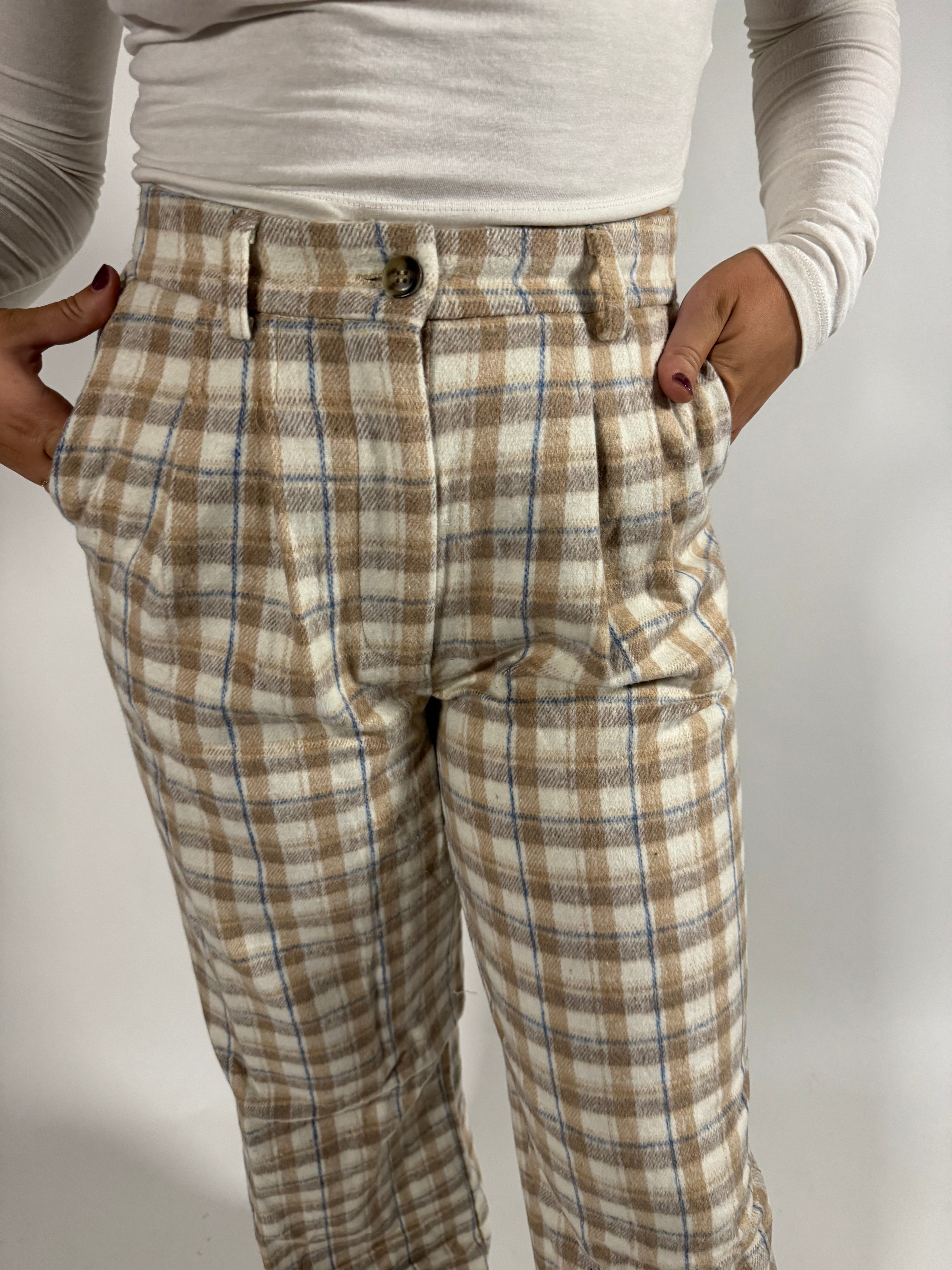 Plaid Straight Leg Pants