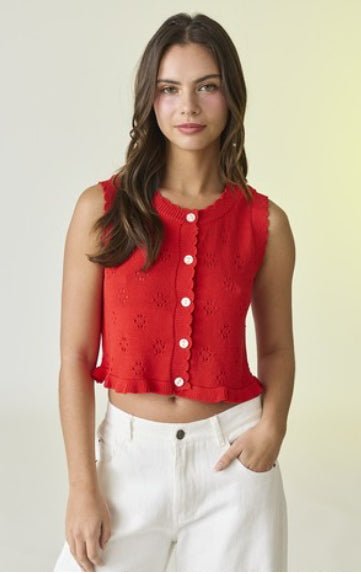 Ruffle Sleeveless Sweater Top
