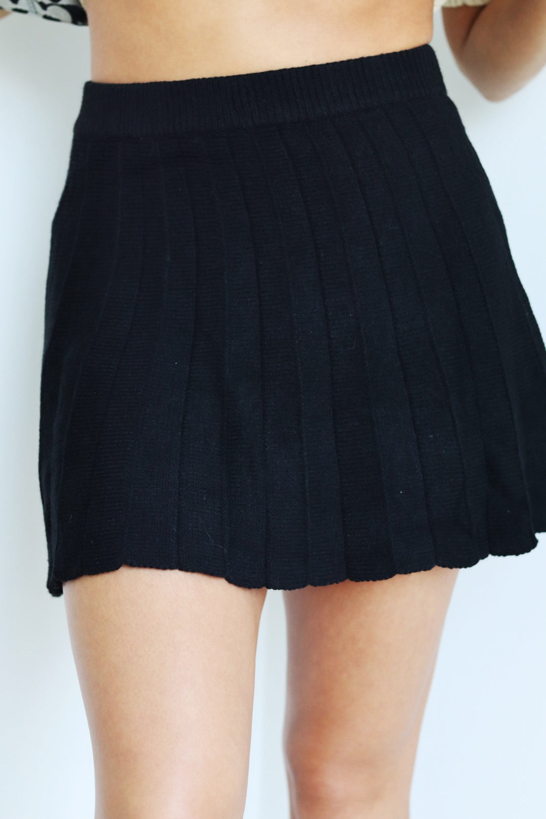 Knit Pleated Mini Skirt