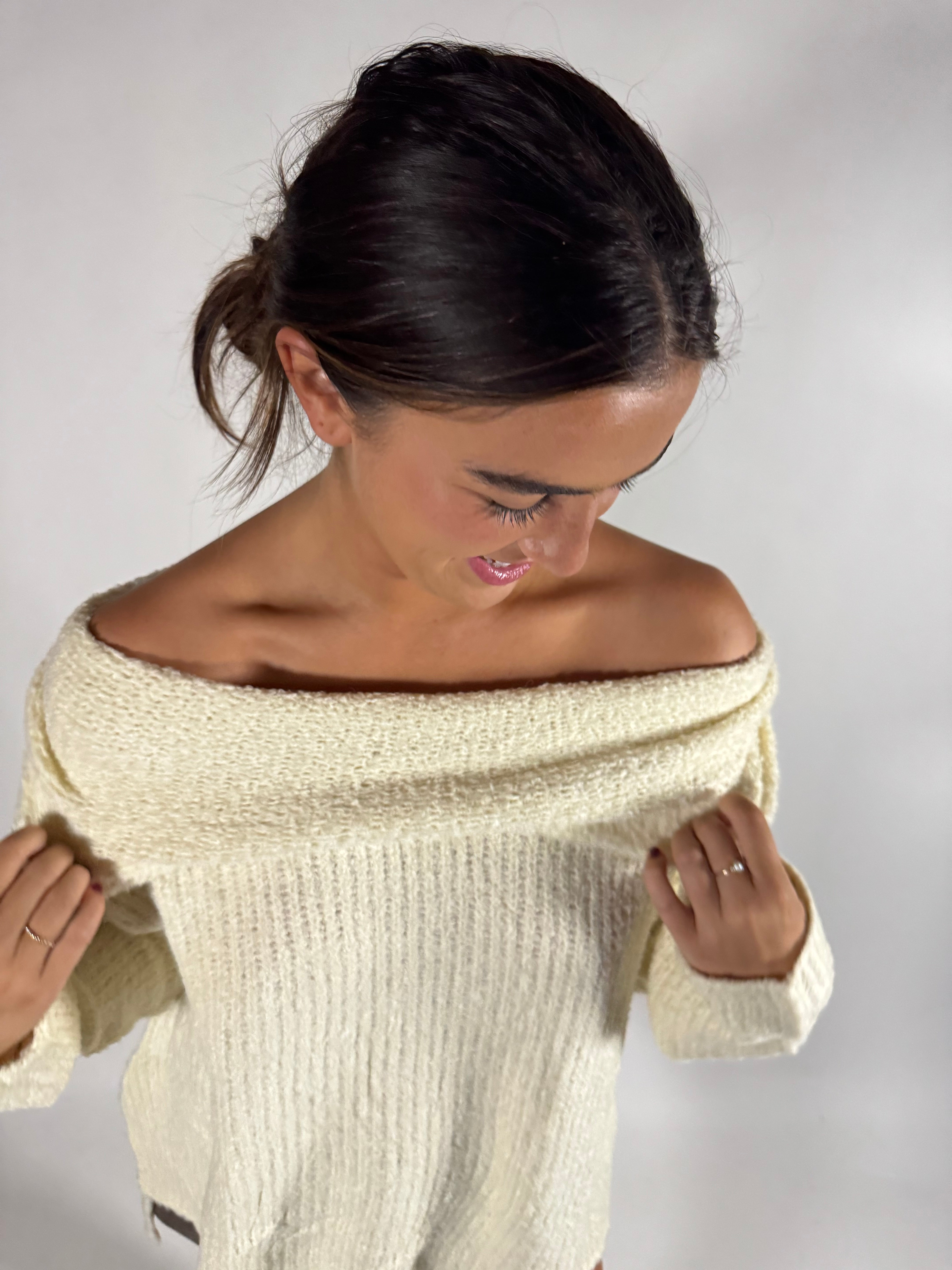 Fuzzy Cowl Neck Sweater