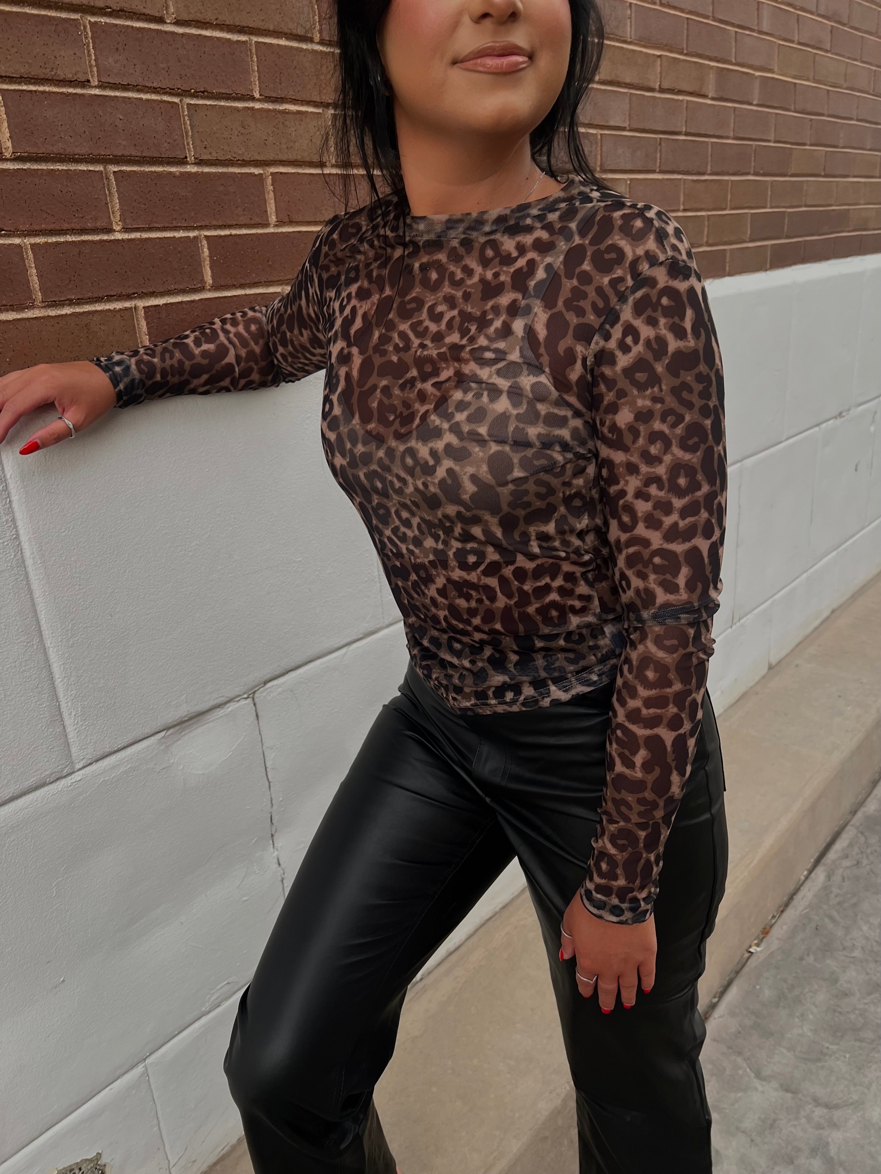 Mesh Animal Print Top