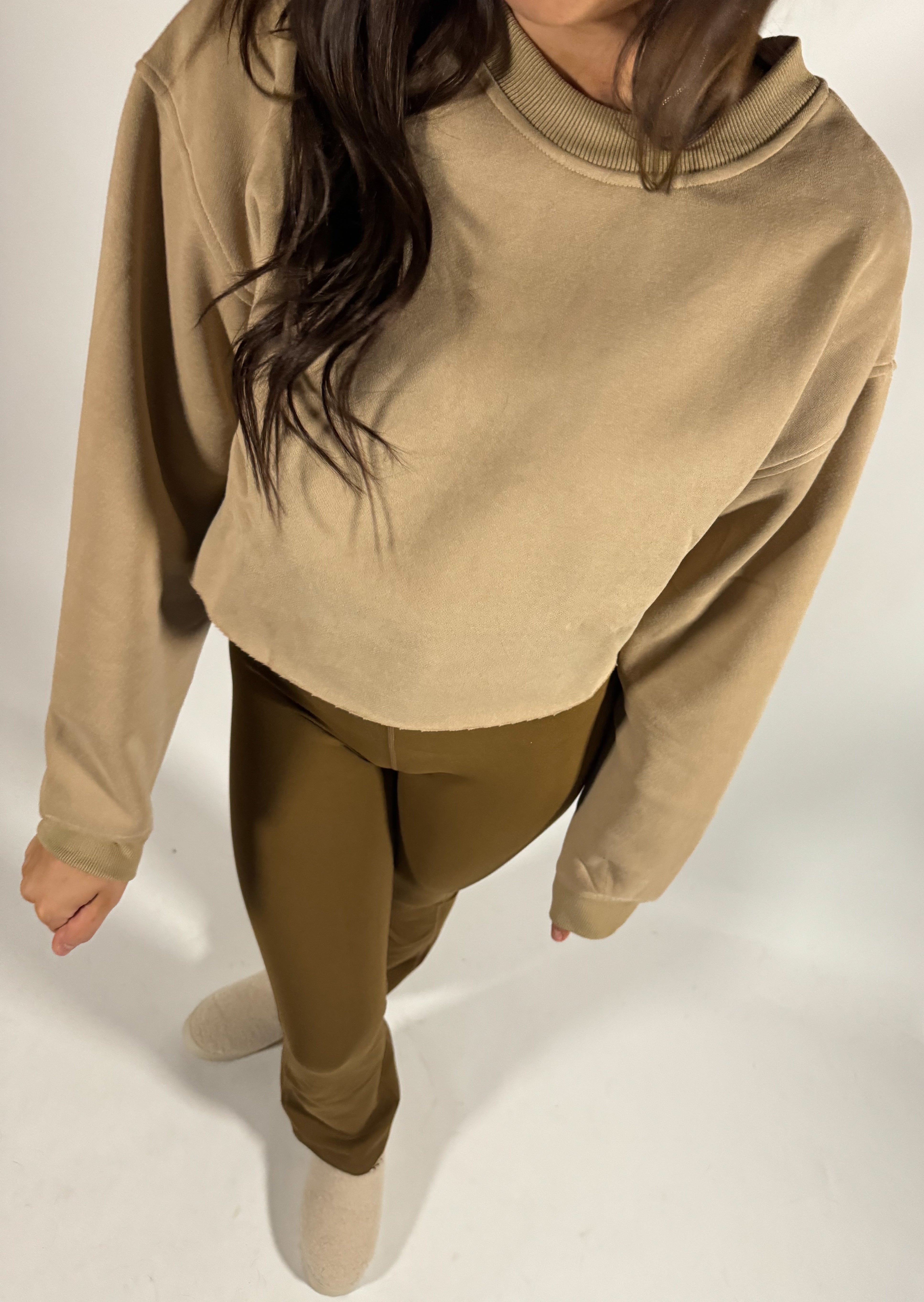 Raw Hem Crop Crew Sweatshirt