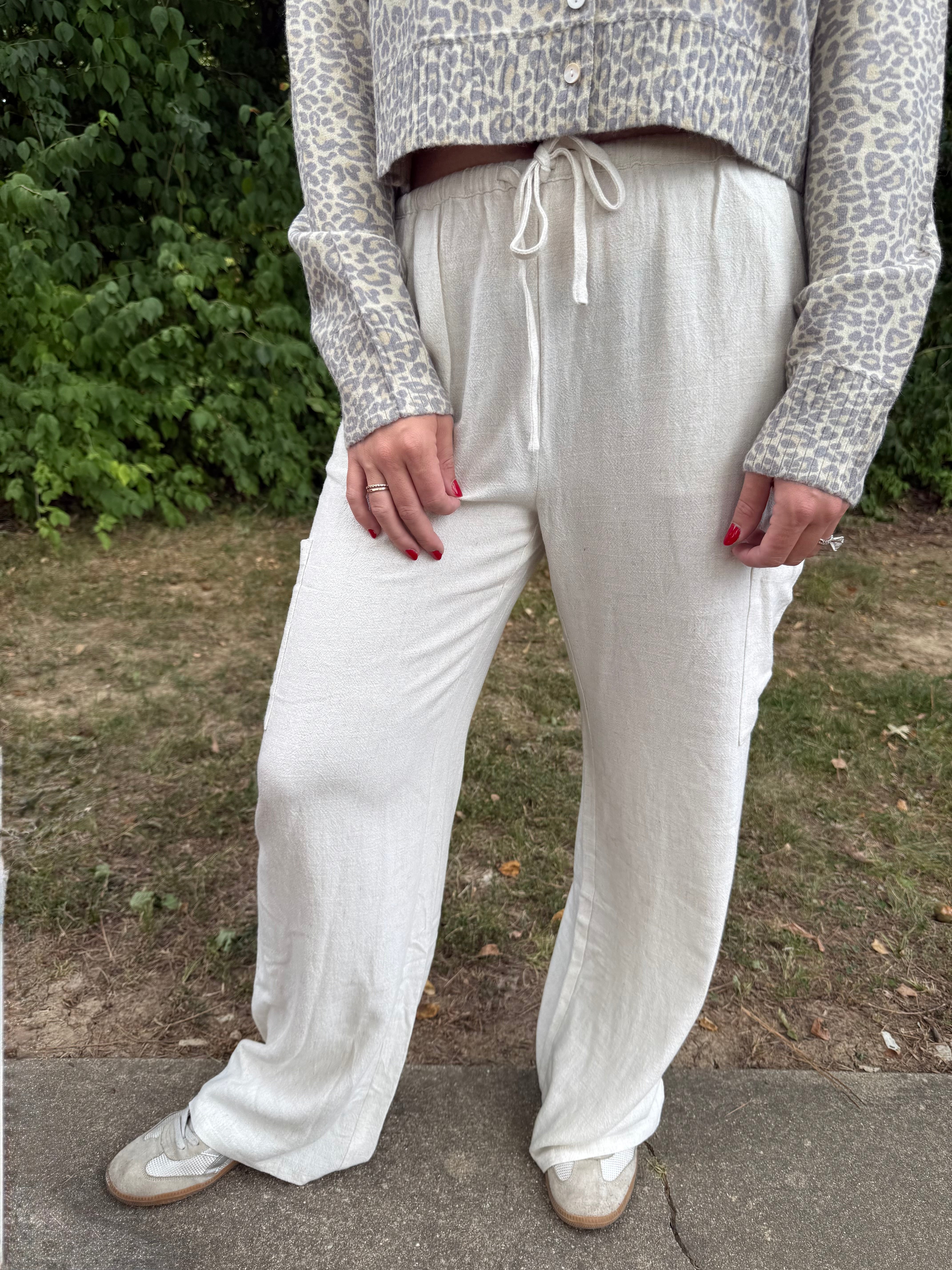 Linen Pull-On Pants