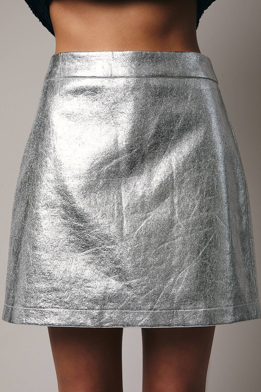 Foil Faux Leather Mini Skirt