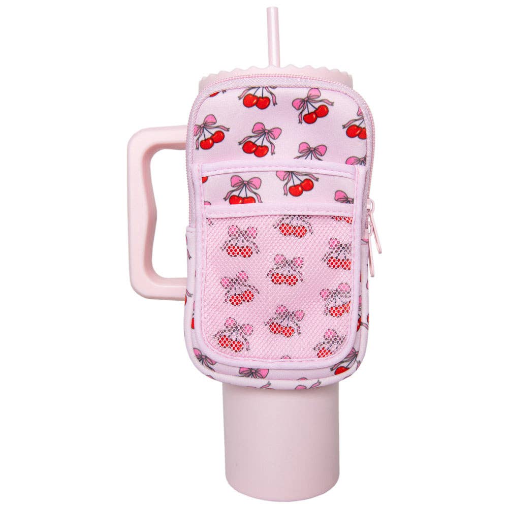 Cherry Bow Tumbler Zipper Pouch