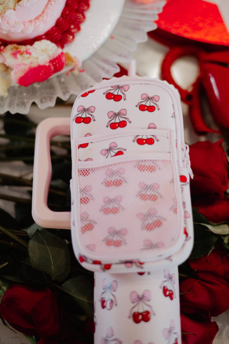 Cherry Bow Tumbler Zipper Pouch