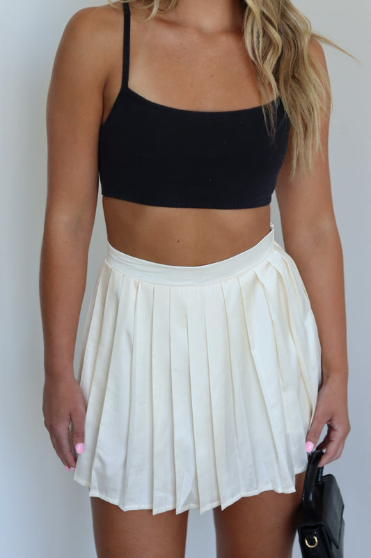 Satin Pleated Mini Skirt
